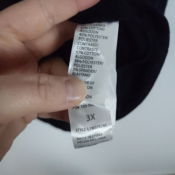 Wit & Wisdom Floral Embroidered Sweatshirt Size 3X Dark Blue Shirred Keyhole - Picture 13 of 14